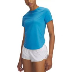 Damska koszulka z krótkim rękawem UA LAUNCH ELITE SHORTSLEEVE 1389564-452 L. Niebieskie t-shirty damskie Under Armour, l, bez wzorów, bez kołnierzyka. Za 153.99 zł.