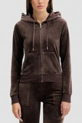 JUICY COUTURE Czekoladowa bluza damska Robertson Hoodie, Rozmiar S. Brązowe bluzy z kapturem damskie Juicy Couture, s, z materiału. W wyprzedaży za 259.99 zł.