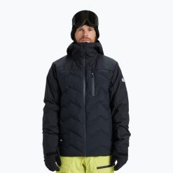 Kurtka snowboardowa męska Quiksilver The Edge. Czarne kurtki męskie Quiksilver, na zimę, l, bez wzorów, z materiału, bez kaptura. Za 819.99 zł.