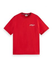 Scotch & Soda Koszulka w kolorze czerwonym rozmiar: S. Czerwone bluzki damskie Scotch & Soda, s, bez wzorów, z bawełny, bez kołnierzyka, bez ramiączek. Za 105.38 zł.