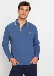 Koszulka polo z czystej bawełny organicznej (2 szt.). Niebieskie koszulki polo męskie bonprix, m, bez wzorów, z bawełny, bez ramiączek. Za 134.99 zł.