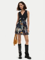 Desigual Sukienka letnia Uve 26SWVW47 Czarny Regular Fit. Czarne sukienki damskie Desigual, na lato, m, bez wzorów, z bawełny, bez kołnierzyka, bez ramiączek. Za 489.99 zł.