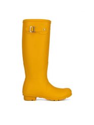 Hunter Kalosze WFT1000RMA Żółty. Żółte kalosze damskie Hunter, bez wzorów, z kauczuku. Za 429.99 zł.