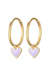 Elli Damskie kolczyki kółka z zawieszką serce z emalią w kolorze fioletowym z pozłacanego srebra próby 925 Sterling Silver Kolczyki koła 1 ct. Fioletowe kolczyki damskie Elli, pozłacane. Za 328.99 zł.