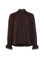 Marc Cain koszulka typu bluzka Kobiety brązowy, 44. Brązowe t-shirty damskie Marc Cain, bez wzorów, z koronki, bez kołnierzyka. Za 1,249.95 zł.