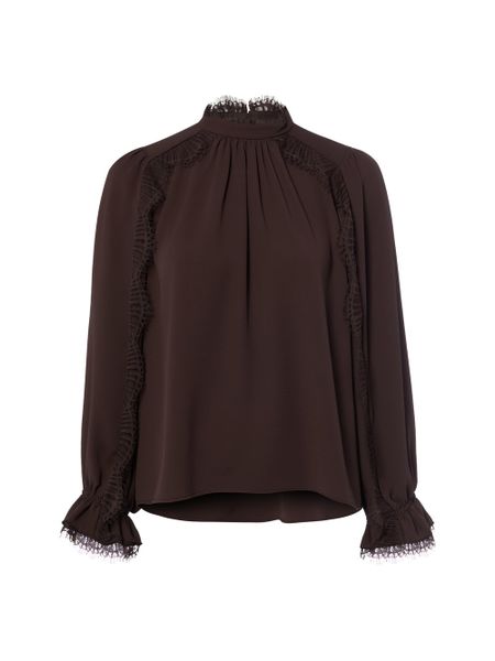 Marc Cain koszulka typu bluzka Kobiety brązowy, 44. Brązowe t-shirty damskie Marc Cain, bez wzorów, z koronki, bez kołnierzyka. Za 1,249.95 zł.