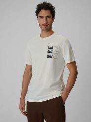 4F T-shirt regular z nadrukiem męski - biały S. Białe t-shirty męskie 4f, m, bez wzorów, z materiału, bez kołnierzyka. Za 79.99 zł.