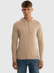 Sweter męski z kapturem beżowy Hoods 800. Brązowe swetry męskie Big Star, l, bez wzorów, z dzianiny, bez kołnierzyka. W wyprzedaży za 199.99 zł.
