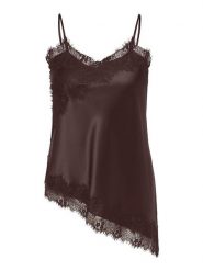 ONLY Carmakoma Top w kolorze brązowym rozmiar: 42. Brązowe topy damskie Only Carmakoma, bez wzorów, z koronki, z asymetrycznym kołnierzem. Za 129.95 zł.