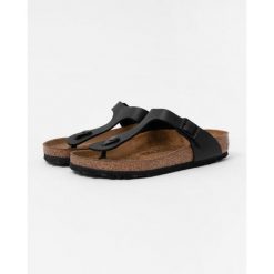 Japonki damskie Birkenstock Gizeh Bf Black. Czarne klapki damskie Birkenstock, bez wzorów, z materiału, bez obcasa. Za 449.99 zł.