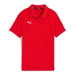 Koszulka sportowa damska polo Puma TEAMGOAL. Białe bluzki sportowe damskie Puma, l, z bawełny, bez kołnierzyka, bez ramiączek. Za 120.29 zł.