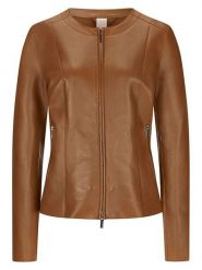 Milestone Skórzana kurtka "Dragonflower" w kolorze jasnobrązowym rozmiar: 38. Brązowe kurtki damskie Milestone, bez wzorów, ze skóry, bez kaptura. Za 448.99 zł.