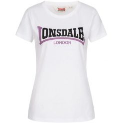 Koszulka damska Lonsdale Achnavast. Białe bluzki damskie Lonsdale, bez wzorów, sportowe, bez kołnierzyka, bez ramiączek. Za 117.00 zł.
