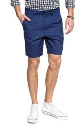 SPODENKI LEE SLIM CHINO SHORT FRENCH NAVY L73HHI84 112120582. Niebieskie szorty męskie Lee, z materiału, bez kołnierzyka. W wyprzedaży za 69.99 zł.