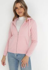 Różowa Bluza z Kapturem Zapinana na Suwak Erekai. Czerwone bluzy z kapturem damskie Born2be, xl, z dzianiny. Za 99.99 zł.
