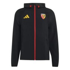 Kurtka przeciwwiatrowa RC Lens Tiro Travel. Czarne kurtki treningowe męskie Adidas, m, bez wzorów, ze lnu, na fitness i siłownię. Za 388.00 zł.