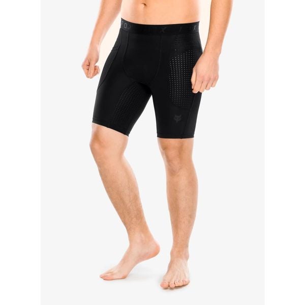 Spodenki rowerowe męskie Fox Tecbase Compression Short. Czarne szorty męskie FOX, bez wzorów, sportowe. Za 146.99 zł.