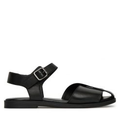 Sandały Lasocki. Czarne sandały damskie Lasocki, bez wzorów, bez obcasa, na płaskiej podeszwie. Za 159.99 zł.
