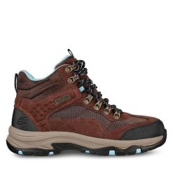 Trapery Skechers. Brązowe trapery damskie Skechers, bez obcasa. Za 429.99 zł.