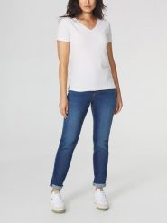Damska koszulka z dzianiny TBS Adina. Niebieskie t-shirty damskie Tbs, l, bez wzorów, z bawełny, bez kołnierzyka. Za 217.50 zł.