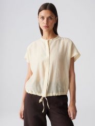 OPUS Bluzka "Fadell" w kolorze żółtym rozmiar: 44. Żółte bluzki damskie Opus, bez wzorów, bez kołnierzyka, bez ramiączek. Za 159.95 zł.