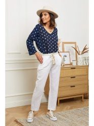 Le Monde du Lin Lniana bluzka w kolorze granatowym rozmiar: 38/40. Niebieskie bluzki damskie Le Monde du Lin, bez wzorów, ze lnu, klasyczne, bez kołnierzyka, bez ramiączek. Za 124.95 zł.