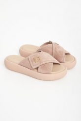 Klapki damskie zamszowe BALDININI. Klapki damskie Baldinini, bez wzorów, z zamszu, bez obcasa. Za 1,679.00 zł.