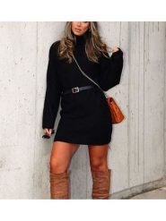 Milan Kiss Sukienka dzianinowa w kolorze czarnym rozmiar: XL. Czarne sukienki damskie Milan Kiss, na co dzień, xl, bez wzorów, z dzianiny, bez kołnierzyka, bez ramiączek, mini, proste. Za 152.99 zł.