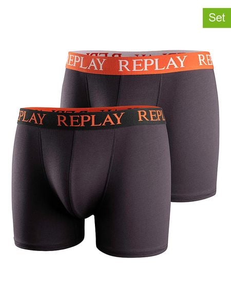 Replay Underwear Bokserki (2 pary) w kolorze czarnym rozmiar: XL. Czarne bokserki męskie Replay Underwear, bez wzorów. Za 43.99 zł.