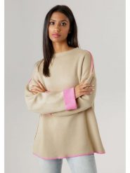 Aniston Sweter w kolorze beżowym rozmiar: 48. Brązowe swetry klasyczne damskie Aniston, bez kołnierzyka. Za 69.91 zł.