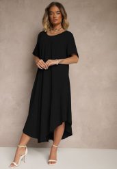 Czarna Sukienka z Bawełną o Rozkloszowanym Kroju Lilzedi. Czarne sukienki damskie Renee, na co dzień, na lato, xl, bez wzorów, z bawełny, eleganckie, bez kołnierzyka, bez ramiączek, midi, rozkloszowane. W wyprzedaży za 71.99 zł.