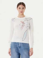 Desigual Sweter Arty 25WWJF33 Biały Regular Fit. Białe swetry klasyczne damskie Desigual, s, z wiskozy, bez kołnierzyka. Za 229.99 zł.