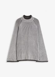 Sweter oversize ze stójką. Szare golfy damskie bonprix, bez wzorów, bez ramiączek. Za 109.99 zł.