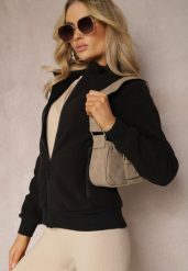 Czarna Polarowa Bluza Zasuwana z Kołnierzem Incala. Czarne bluzy bez kaptura damskie Renee, xl, z polaru. Za 44.99 zł.