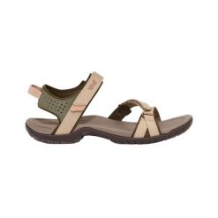 Sandały damskie Teva Verra. Brązowe obuwie trekkingowe damskie Teva, bez wzorów, z materiału, bez obcasa. Za 399.00 zł.