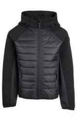 Trespass Roadie - hybrydowa kurtka dziecięca unisex czarna. Czarne kurtki treningowe męskie 2117 OF SWEDEN, na zimę, l, bez wzorów, z polaru, do biegania. Za 122.85 zł.