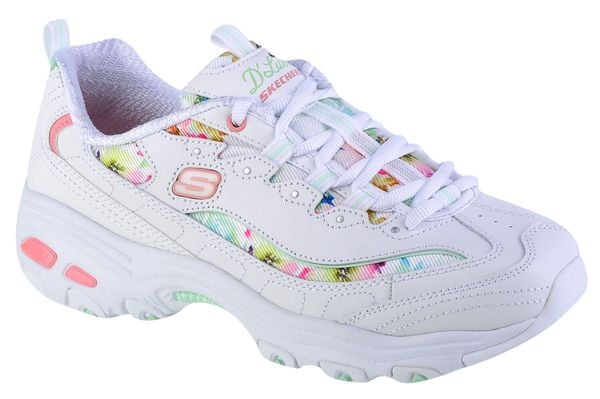 Buty sportowe Sneakersy damskie, Skechers D'Lites-Blooming Fields. Białe buty sportowe na co dzień damskie Skechers, bez wzorów, z materiału, trekkingowe. Za 299.00 zł.