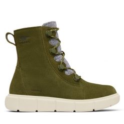 Botki Sorel. Zielone botki damskie Sorel, bez obcasa, na płaskiej podeszwie, bez zapięcia. Za 509.99 zł.
