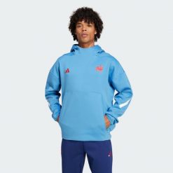 Bluza France Travel Z.N.E. Hooded. Niebieskie bluzy z kapturem męskie Adidas, xs, z dresówki. Za 499.00 zł.