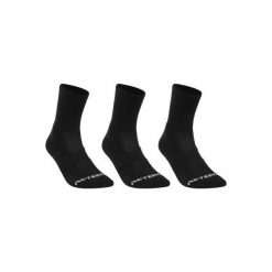 Skarpety sportowe RS500 3 pary. Czarne skarpetki damskie ARTENGO, bez wzorów, z bawełny. Za 24.99 zł.