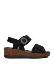 Go Soft Sandały CEO-WI16-ALIA-02 Czarny. Czarne sandały damskie GO SOFT, bez wzorów, ze skóry, bez obcasa, na koturnie. Za 169.99 zł.