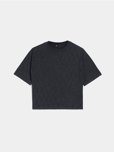 Bawełniana koszulka z krótkim rękawem - szary. Szare koszulki dziewczęce Sinsay, l, bez wzorów, z bawełny, bez kołnierzyka. Za 29.99 zł.