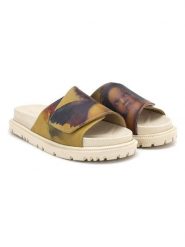 Goby Skórzane klapki w kolorze beżowo-oliwkowo-brązowym rozmiar: 40. Brązowe klapki damskie Goby, bez wzorów, bez obcasa. Za 152.99 zł.