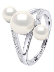 Pearl Addict Srebrny pierścionek z perłami rozmiar: onesize. Białe pierścionki damskie Pearl Addict, z cyrkonią, srebrne. Za 316.24 zł.