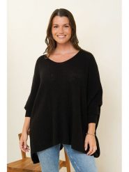 Curvy Lady Sweter w kolorze czarnym rozmiar: 48/50. Czarne swetry klasyczne damskie Curvy Lady, z asymetrycznym kołnierzem. Za 132.98 zł.