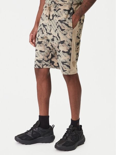 Guess Szorty sportowe Z6RD00 K9YI1 Beżowy Regular Fit. Brązowe szorty męskie Guess, z aplikacjami, z bawełny, sportowe. Za 299.99 zł.