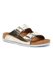 Comfortfusse Skórzane klapki w kolorze złotym rozmiar: 38. Żółte klapki damskie Comfortfusse, bez wzorów, bez obcasa. Za 183.59 zł.