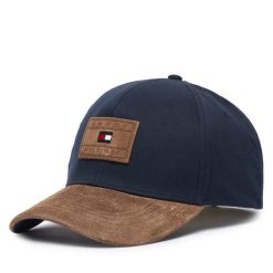 Czapka z daszkiem Tommy Hilfiger. Niebieskie czapki z daszkiem damskie Tommy Hilfiger, bez wzorów. Za 289.99 zł.