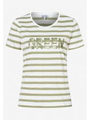 More & More Koszulka w kolorze biało-oliwkowym rozmiar: 44. Białe t-shirty damskie MORE & MORE, bez wzorów, bez kołnierzyka. Za 122.96 zł.