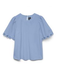 Vero Moda Bluzka w kolorze niebieskim rozmiar: M. Niebieskie bluzki damskie Vero Moda, m, bez wzorów, z bawełny, bez kołnierzyka, bez ramiączek. Za 74.28 zł.
